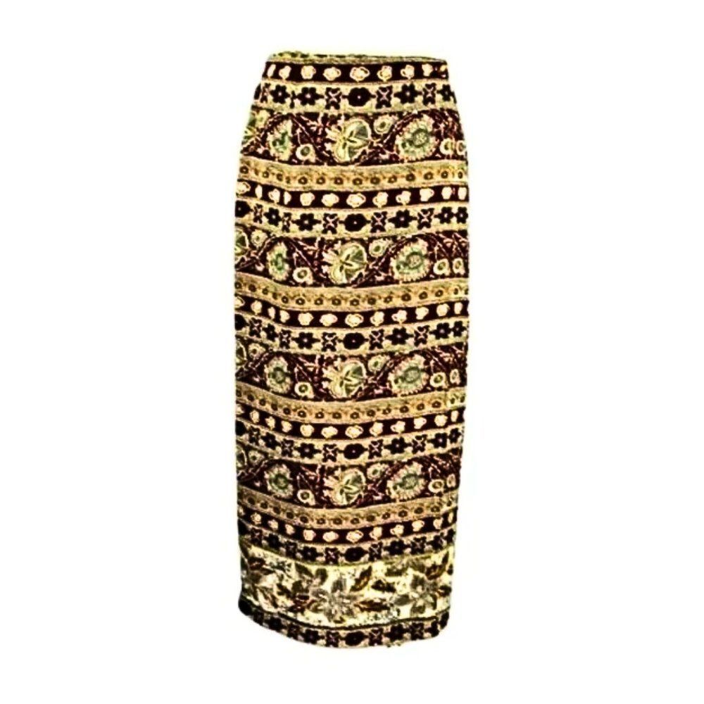CASUAL CORNER Skirt Wrap Maxi VINTAGE Button Close Lined Browns Women's Size 6